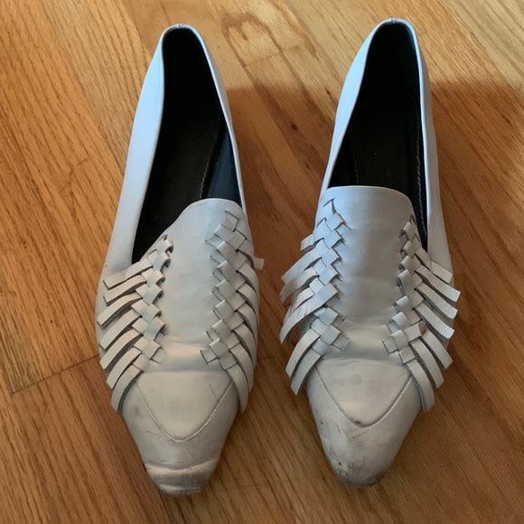 Proenza Schouler white leather fringe loafers flats - Size 41